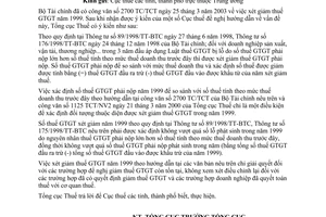 Công văn 4401 TCT/NV5 xác định thuế GTGT được giảm năm 1999