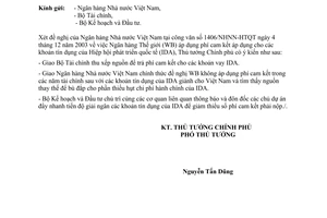 Công văn 1679/CP-QHQT phí cam kết áp dụng cho các khoản vay WB