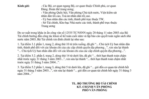 Công văn 13074 TC/NSNN đính chính CV 12535 TC/NSNN hướng dẫn khoá sổ NS năm 2003