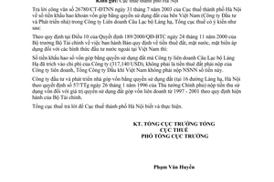 Công văn 4580 TCT/NV5 tiền thuê đất của bên Việt Nam trong CTLD Câu lạc bộ Láng Hạ