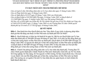 Quyết định 281/2003/QĐ-UB quy trình phương pháp thẩm định giá bán bất động sản thuộc sở hữu Nhà nước tại thành phố Hồ Chí Minh