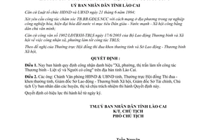 Quyết định 599/QĐ-UB năm 2003 làm tốt công tác Thương binh Liệt sỹ