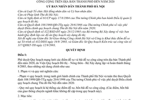 Quyết định 165/2003/QĐ-UB duyệt Quy hoạch mạng lưới các điểm đỗ xe bãi đỗ xe công cộng trên địa bàn thành phố đến năm 2020