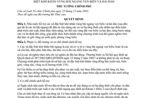 Quyết định 257/2003/QĐ-TTg hỗ trợ đầu tư xây dựng cơ sở hạ tầng thiết yếu xã đặc biệt khó khăn vùng bãi ngang ven biển hải đảo