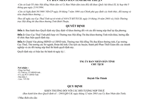 Quyết định 79/2003/QĐ-UBBT khen thưởng đối tượng nộp thuế Bình Thuận