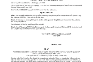 Quyết định 32/2003/QĐ-UB phê duyệt Đề án Phát triển giáo dục mầm non