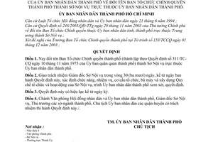 Quyết định 287/2003/QĐ-UB đổi tên Ban Tổ chức Chính quyền thành phố thành Sở Nội vụ thuộc Ủy ban nhân dân thành phố