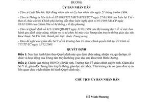 Quyết định 270/2003/QĐ-UB tổ chức hoạt động Trung tâm truyền thông giáo dục sức khoẻ Bình Dương