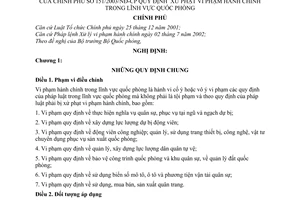 Nghị định 151/2003/NĐ-CP xử phạt vi phạm hành chính trong lĩnh vực quốc phòng