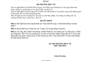 Quyết định 6289/2003/QĐ-BYT  bổ sung vi chất dinh dưỡng vào thực phẩm