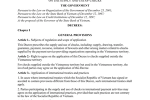 Decree No. 159/2003/ND-CP of December 10, 2003, on the supply and use of checks