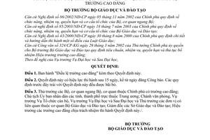 Quyết định 56/2003/QĐ-BGDĐT điều lệ trường cao đẳng