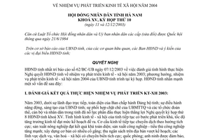 Nghị quyết 47/2003/NQ-HĐND nhiệm vụ phát triển kinh tế xã hội 2004 Hà Nam