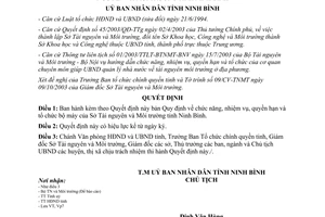 Quyết định 2601/2003/QĐ-UB nhiệm vụ quyền hạn tổ chức bộ máy Sở Tài nguyên Môi trường Ninh Bình