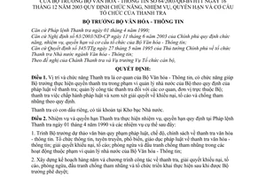 Quyết định 64/2003/QĐ-BVHTT chức năng, nhiệm vụ, quyền hạn cơ cấu tổ chức Thanh tra