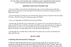 Nghị quyết 79/2003/NQ-HĐND phân cấp thu chi phân bổ dự toán chi ngân sách các cấp Bến Tre