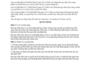 Quyết định 210/2003/QĐ-BTC chức năng nhiệm vụ quyền hạn kho bạc nhà nước tỉnh