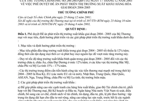 Quyết định 266/2003/QĐ-TTg  Đề án phát triển thị trường xuất khẩu hàng hóa giai đoạn 2004 - 2005