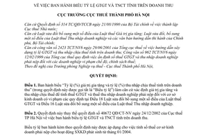 Quyết định 94260 QĐ/CT-NV biểu tỷ lệ giá trị gia tăng thu nhập chịu thuế