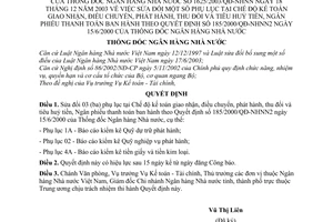 Quyết định 1625/2003/QĐ-NHNN sửa đổi QĐ 185/2000/QĐ-NHNN2 chế độ kế toán giao nhận điều chuyển phát hành thu đổi tiêu huỷ tiền ngân phiếu thanh toán