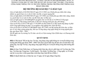 Quyết định 58/2003/QĐ-BGDĐT Đề án dạy tin học, ứng dụng công nghệ thông tin truyền thông trong trường phổ thông giai đoạn 2004-2006