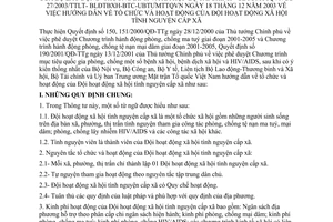 Thông tư liên tịch 27/2003/TTLT-BLĐTBXH-BTC-UBTƯMTTQVN hướng dẫn tổ chức hoạt động của đội hoạt động xã hội tình nguyện cấp xã