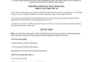 Nghị quyết 54/2003/NQ-HĐNDK6 điều chỉnh 15/2001/NQ-HĐNDK6 xây dựng giao thông nông thôn Vĩnh Long