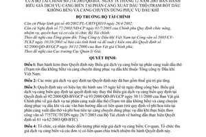 Quyết định 214/2003/QĐ-BTC Biểu giá phục vụ cảng biển tại phân cảng xuất dầu thô trạm rót dầu không bến cảng chuyên dùng phục vụ dầu khí