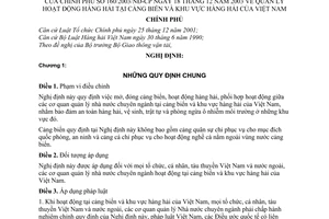 Nghị định 160/2003/NĐ-CP quản lý hoạt động hàng hải tại cảng biển khu vực hàng hải của Việt Nam