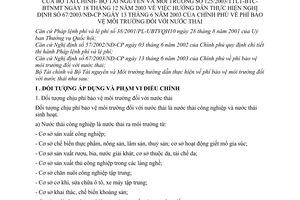 Thông tư liên tịch 125/2003/TTLT-BTC-BTNMT  phí bảo vệ môi trường đối với nước thải