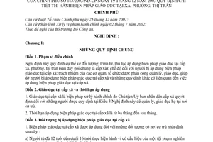 Nghị định 163/2003/NĐ-CP hướng dẫn thi hành biện pháp giáo dục tại xã, phường, thị trấn