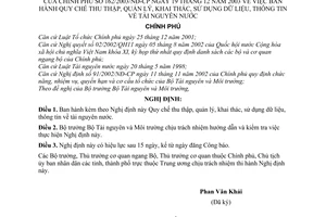 Nghị định 162/2003/NĐ-CP  Quy chế thu thập, quản lý, khai thác, sử dụng dữ liệu, thông tin tài nguyên nước