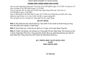 Quyết định 1630/2003/QĐ-NHNN tiêu chuẩn kỹ thuật trong gia công, mua sắm phần mềm nghiệp vụ ngân hàng