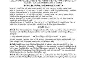 Quyết định 300/2003/QĐ-UB điều chỉnh dự toán chi ngân sách năm 2003 Sở Giao thông Công chánh
