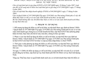 Thông tư 127/2003/TT-BTC thí điểm cơ chế cơ sở sản xuất, kinh doanh tự kê khai, tự nộp thuế hướng dẫn thi hành Quyết định  197/2003/QĐ-TTg