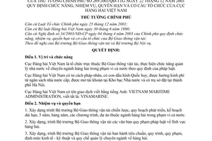 Quyết định 269/2003/QĐ-TTg  chức năng, nhiệm vụ, quyền hạn cơ cấu tổ chức  Cục Hàng hải Việt Nam