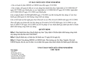 Quyết định 2686/2003/QĐ-UB quy định kiểm định chất lượng công trình xây dựng Ninh bình