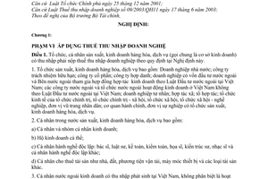 Nghị định 164/2003/NĐ-CP hướng dẫn Luật Thuế thu nhập doanh nghiệp