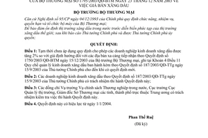 Quyết định 1795/2003/QĐ-BTM giá bán xăng dầu