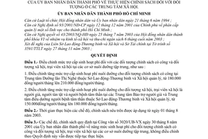 Quyết định 303/2003/QĐ-UB thực hiện chính sách đối với đối tượng ở các Trung tâm xã hội