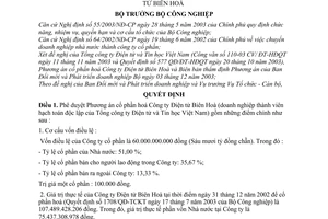 Quyết định 229/2003/QĐ-BCN chuyển Công ty Điện tử Biên Hoà thành Công ty cổ phần