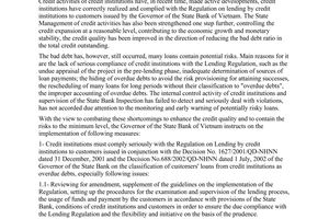 Directive No. 08/2003/CT-NHNN of December 24, 2003, on the enhancement of credit quality of the credit institutions