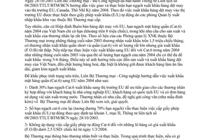 Thông báo 5938 TM/XNK hướng dẫn xuất khẩu quần (Cat.6) sang EU năm 2004