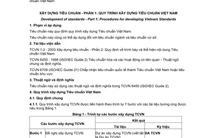 Tiêu chuẩn Việt Nam TCVN 1-1:2003 về Xây dựng tiêu chuẩn - Phần 1: Quy trình xây dựng tiêu chuẩn Việt Nam do Bộ Khoa học và Công nghệ ban hành