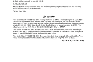 Tiêu chuẩn ngành TCN 68-192:2003 về tương thích điện từ (emc) thiết bị thông tin vô tuyến điện yêu cầu chung về tương thích điện từ do Bộ Bưu chính Viễn thông ban hành