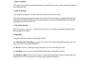 Tiêu chuẩn Việt Nam TCVN 7308:2003 (ISO 7459 : 1984) về Bao bì bằng thuỷ tinh - Độ bền sốc nhiệt và khả năng chịu sốc nhiệt - Phương pháp thử