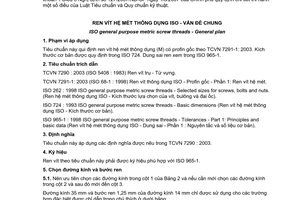 Tiêu chuẩn quốc gia TCVN 7292:2003 (ISO 261 : 1998) về Ren vít hệ mét thông dụng ISO - Vấn đề chung