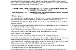 Tiêu chuẩn quốc gia TCVN 7294-1:2003 (ISO 2768-1 : 1989) về Dung sai chung - Phần 1: Dung sai của các kích thước dài và kích thước góc không có chỉ dẫn dung sai riêng