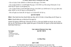 Quyết định 3138/2003/QĐ-UB Tổ chức hoạt động Sở Ngoại vụ Quảng Trị