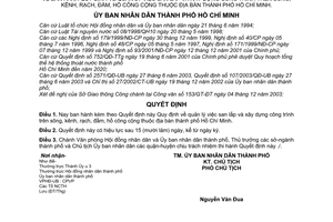 Quyết định 319/2003/QĐ-UB quản lý san lấp xây dựng công trình trên sông, kênh, rạch, đầm, hồ công cộng thuộc địa bàn thành phố Hồ Chí Minh